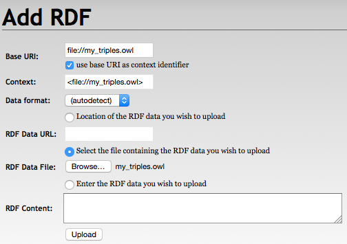 RDF4J Workbench - Add RDF
